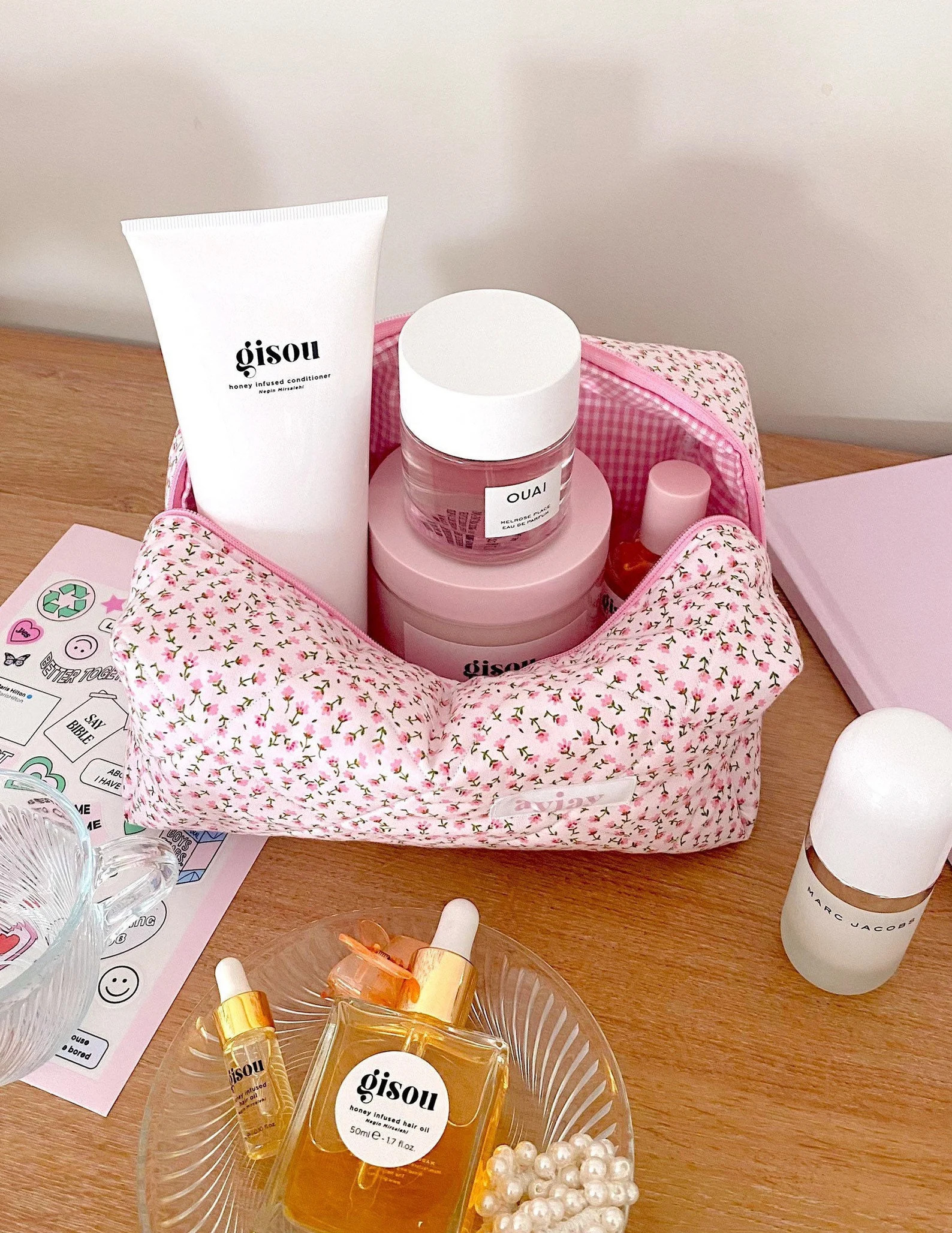 Makeup Bag  Quilted Cosmetics Bag  Pink Ditsy Floral  | Etsy | Etsy (US)