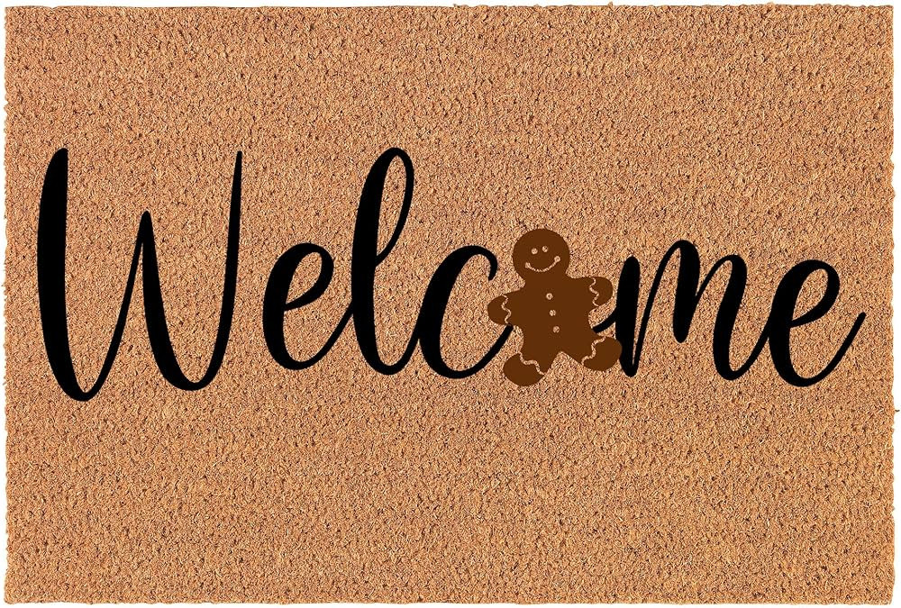 Welcome Doormat Coco Coir Door Mat Welcome Gingerbread Man Christmas (24" x 16") | Amazon (US)