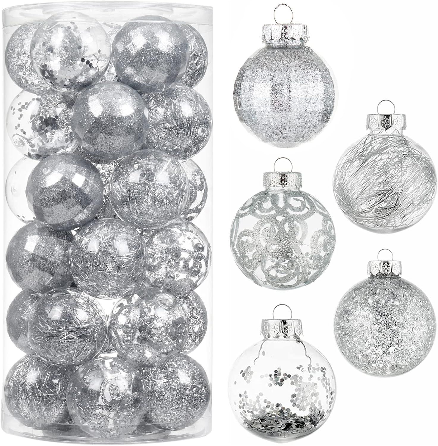 Wironlst 60mm/2.36" Christmas Ball Ornaments Shatterproof Clear Large Plastic Hanging Ball Decora... | Amazon (US)