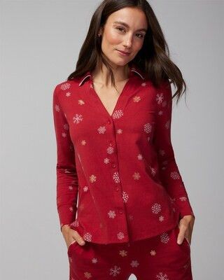 Embraceable Long-Sleeve Notch Collar Pajama Top | SOMA