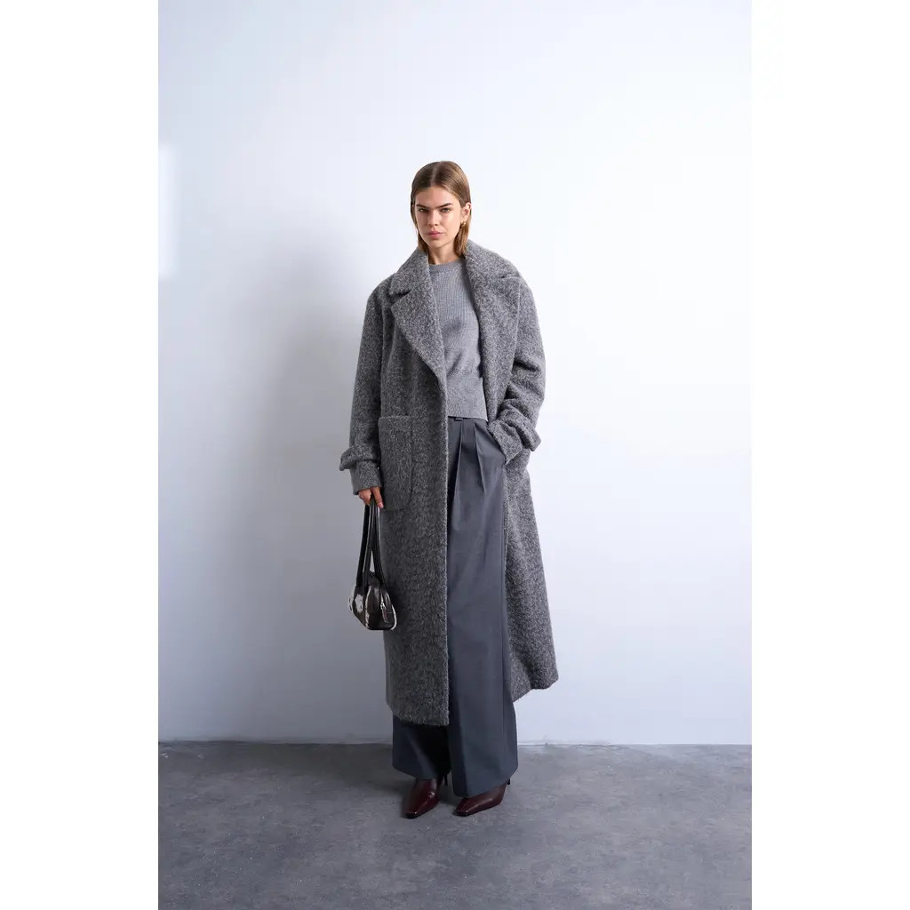 Topshop Chuck On Longline Brushed Coat in Charcoal at Nordstrom Rack, Size Medium | Nordstrom Rack