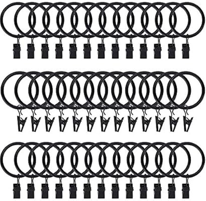 Lansian 40pcs Rustproof Drapery Matte Stainless Steel Metal Curtain Rings with Clips 1.5 inch Dra... | Amazon (US)