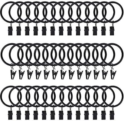 Lansian 40pcs Rustproof Drapery Matte Stainless Steel Metal Curtain Rings with Clips 1.5 inch Dra... | Amazon (US)