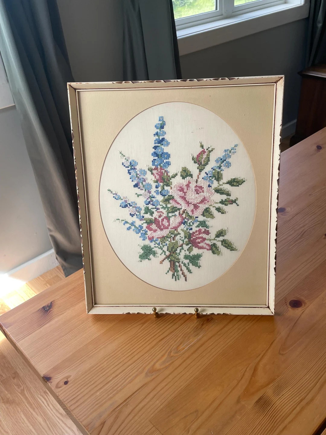 Vintage Floral Cross Stitch Embroidery Framed in Glass 13 X 15.5 Award-winning 1951 Piece - Etsy ... | Etsy (US)