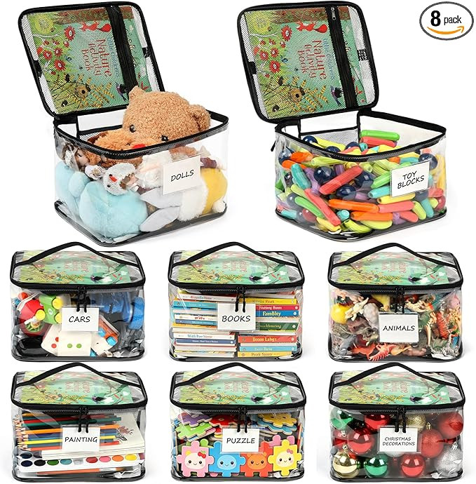 8 Pack Extra Large Toy Storage Bags Waterproof Transparent PVC Toy Organizer Bags with Zippers an... | Amazon (US)