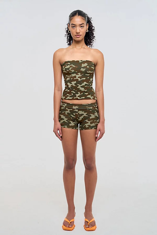 Frankie Collective Camo Tube Top in Olive, Women's at Urban Outfitters | Urban Outfitters (US and RoW)