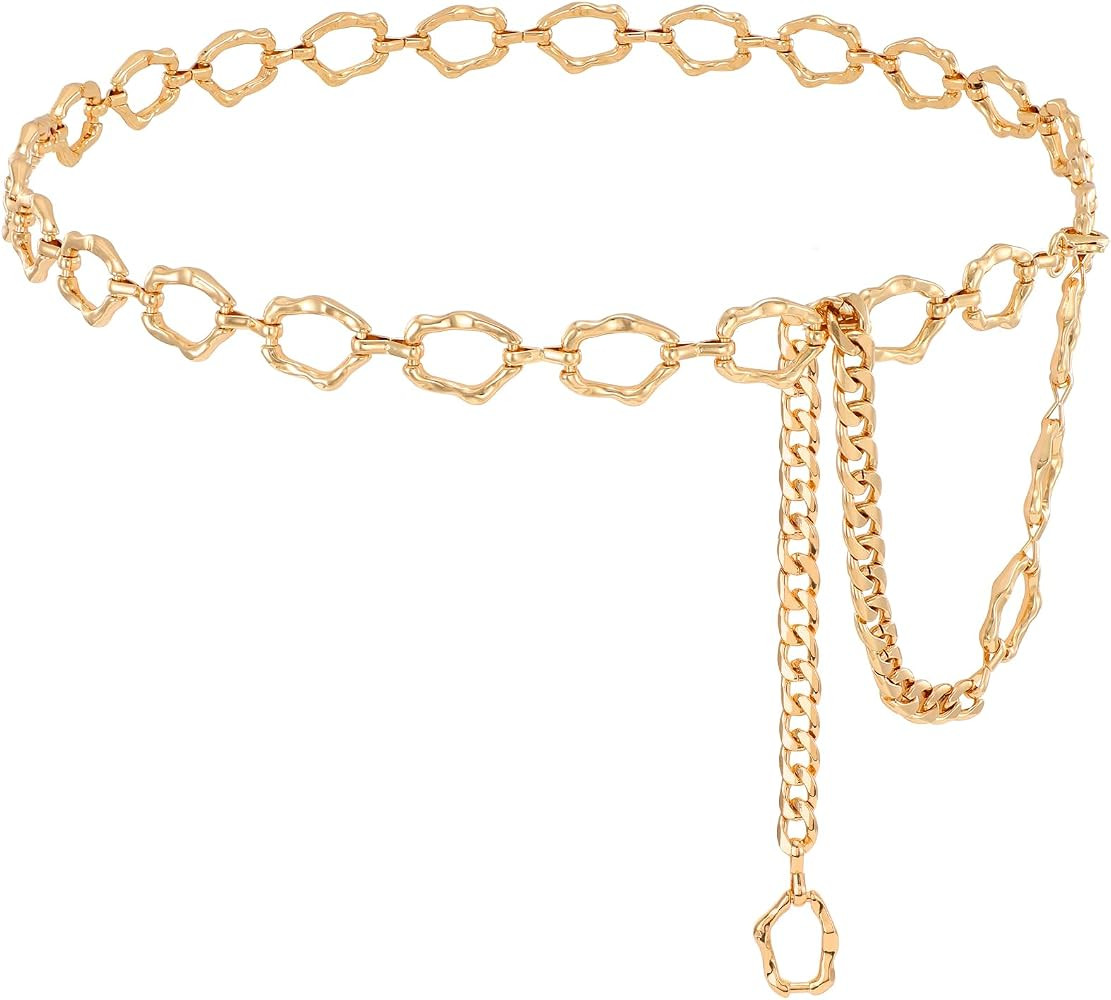 Waist Chain for Women Ladies Metal Link Chunky Chain Belt for Dresses | Amazon (US)