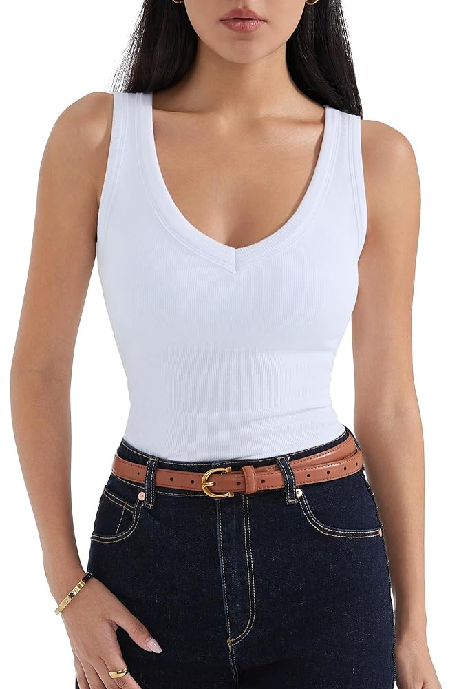 SUUKSESS Women Cotton Ribbed Summer Going Out Tops Padded Trendy Basic Tank Tops | Amazon (US)