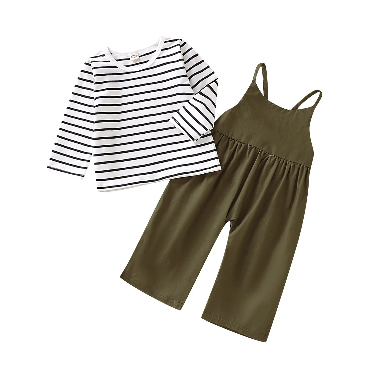 Baby Girl Clothes Baby Girl 2PCS Outfits Long Sleeve Stripe Shirt Top Suspender Pants Set 18-24 M... | Walmart (US)