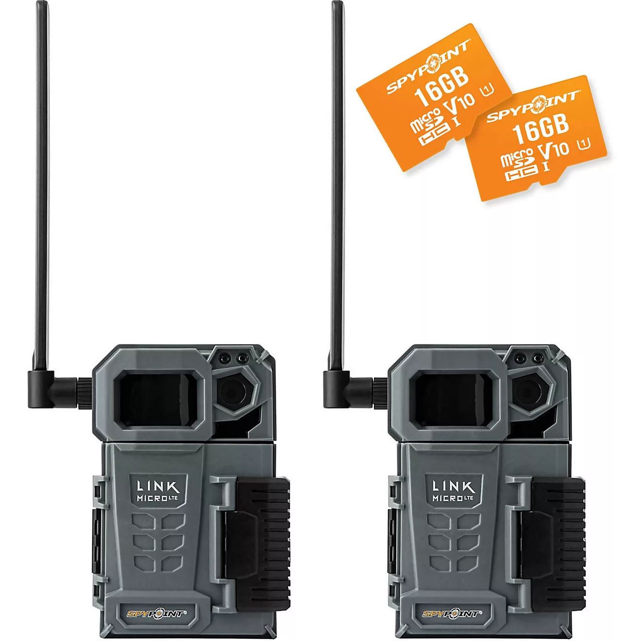 SpyPoint Link-Micro LTE Cellular Trail Camera, Twin Pack with 2 Micro SD Cards | Academy | Academy Sports + Outdoors