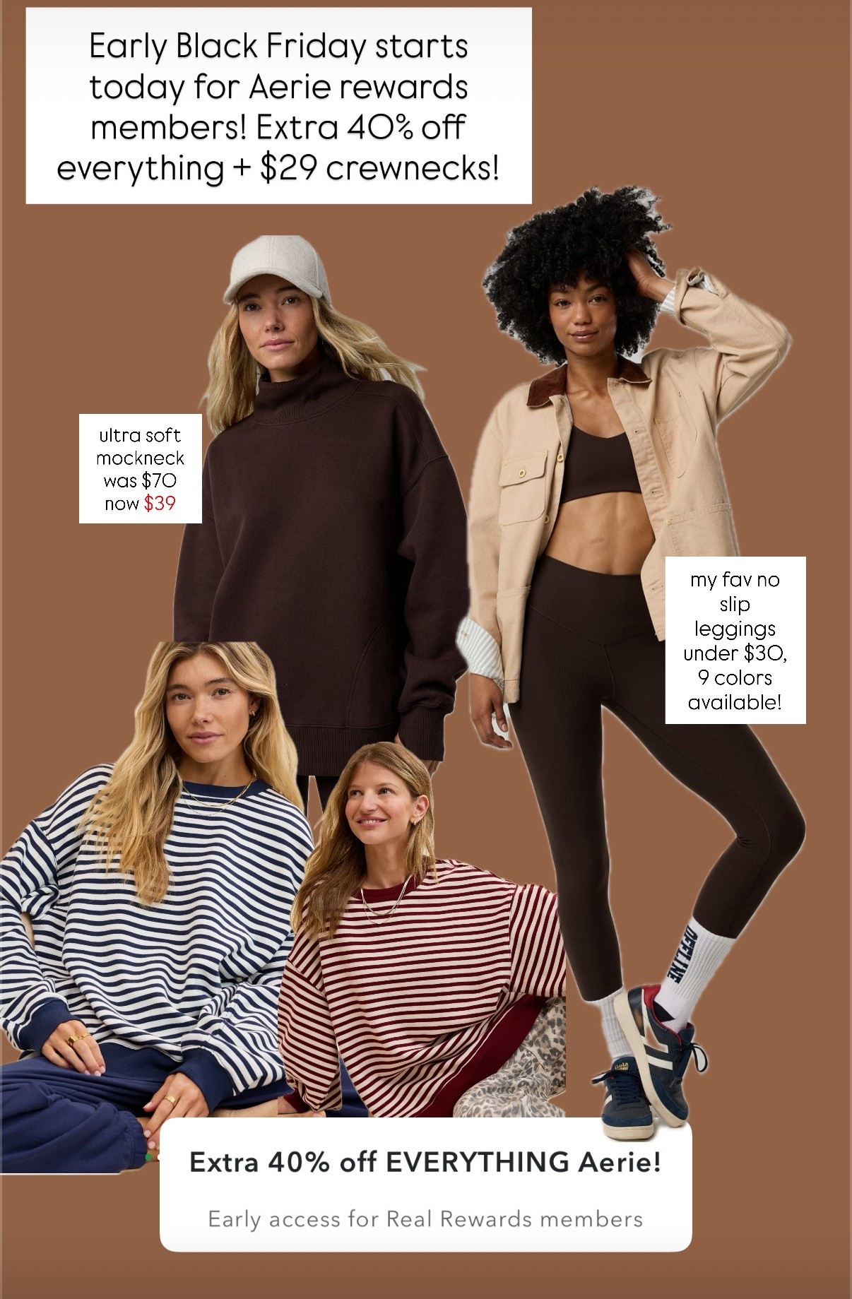 Early Black Friday access for Aerie Real Rewards members! $29 crewnecks & 40% off sitewide! 💕✨

#LTKSaleAlert #LTKHoliday #LTKGiftGuide