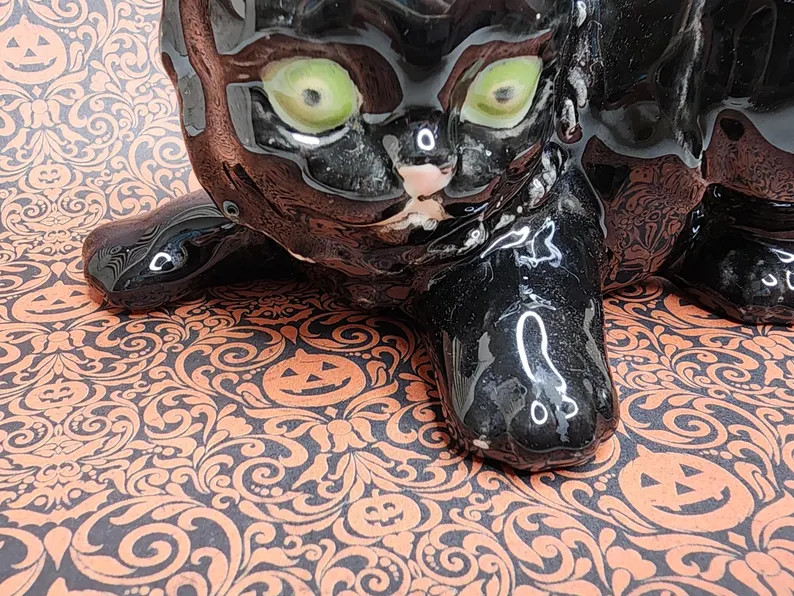 Vintage Holland Mold Hand-painted Cat Ceramic Figurine Black Cat Figurine Halloween Black Cat Pou... | Etsy (US)