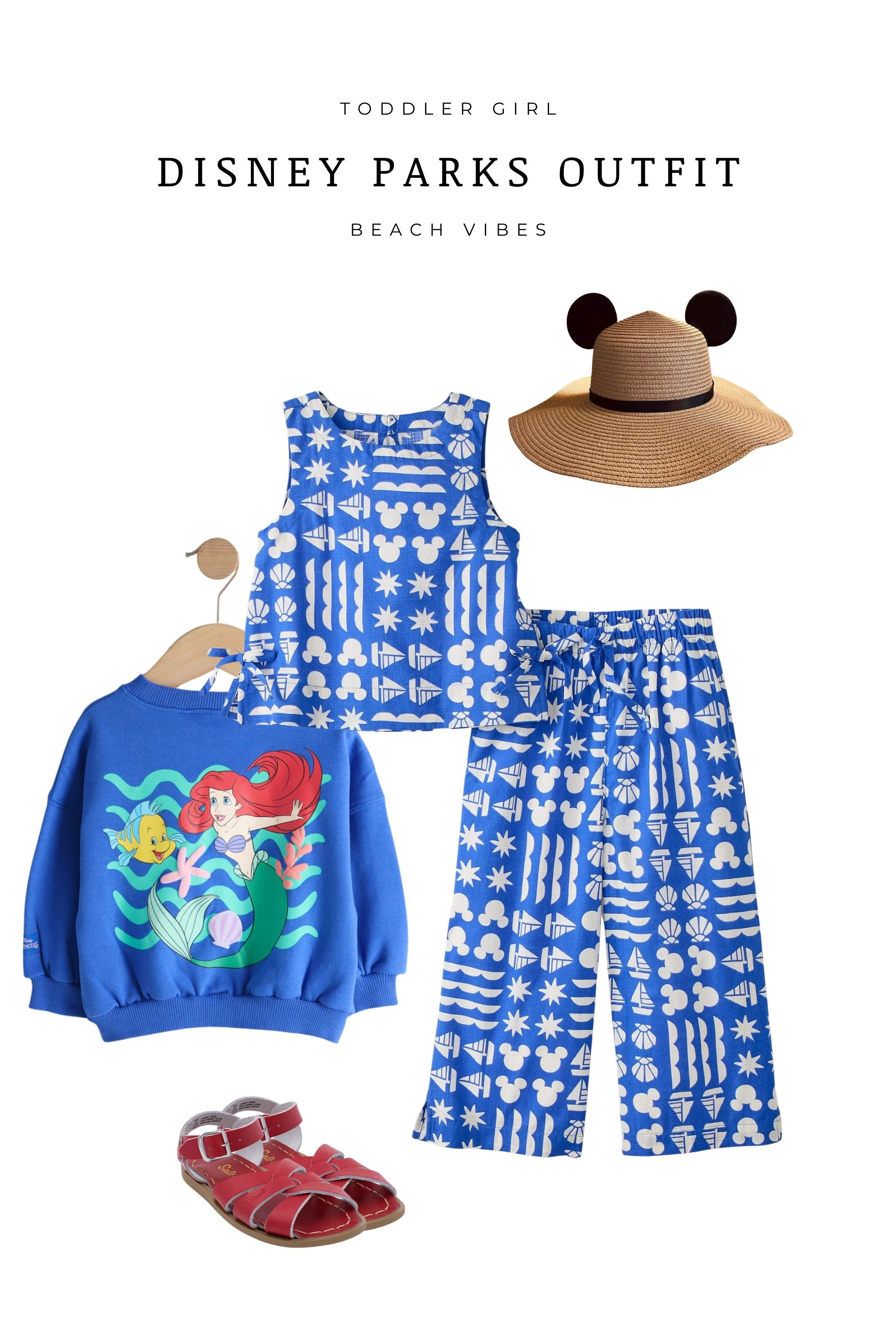  

The cutest coastal-inspired Disney outfit for your next park day or Disney Cruise. This toddler girl look features a blue Mickey print tank and matching wide-leg pants, an Ariel Little Mermaid sweatshirt, classic red sandals, and a straw Mickey ear hat. Perfect for Disneyland, Disney World, or a Disney Cruise vacation. Great for embarkation day, deck photos, character meet-and-greets, and seaside dinners. Lightweight, comfy, and photo-ready for magical memories at sea or in the parks.

 

#LTKootd #LTKKids #LTKTravel