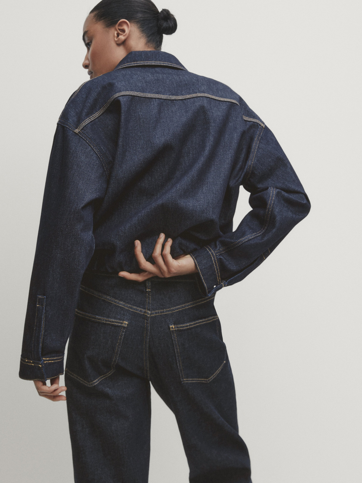 Rinse wash denim bomber jacket | Massimo Dutti US