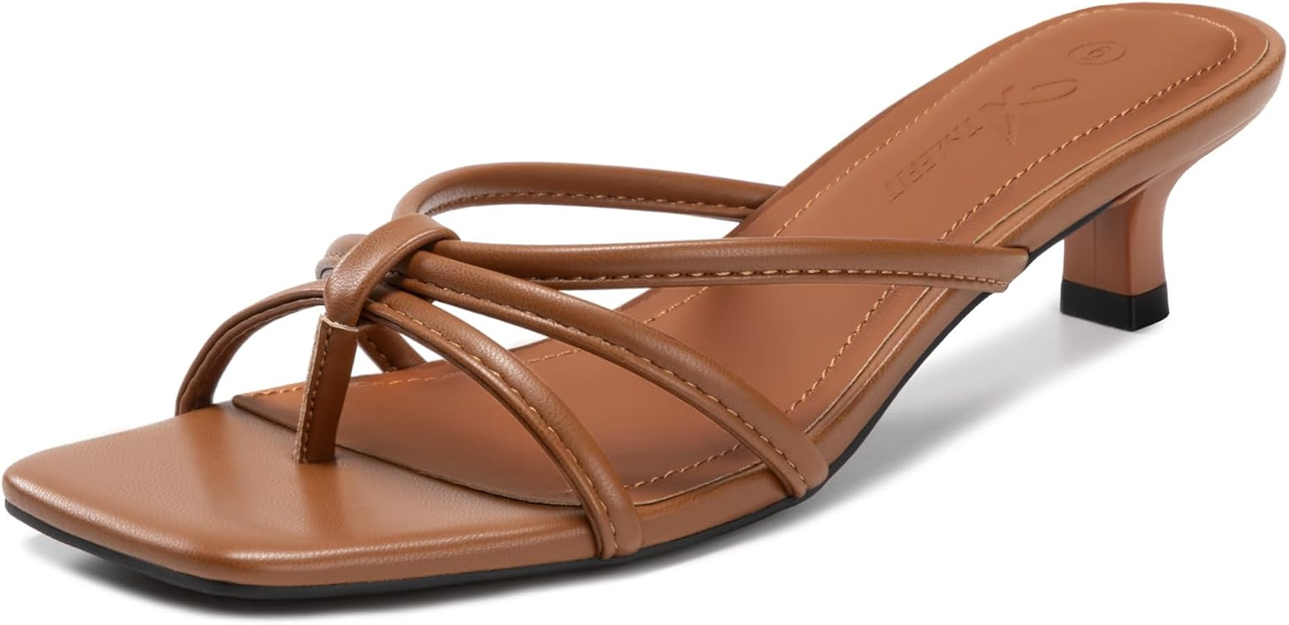 Athlefit Kitten Heels for Women Square Toe Strappy Flip Flop Low Heels Slip On Thong Heeled Sanda... | Amazon (US)