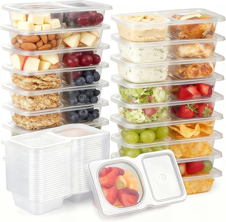 Pure Future 30-Pack Reusable Double Compartment Snack Containers with Lids - Bulk Value Meal Prep... | Amazon (US)