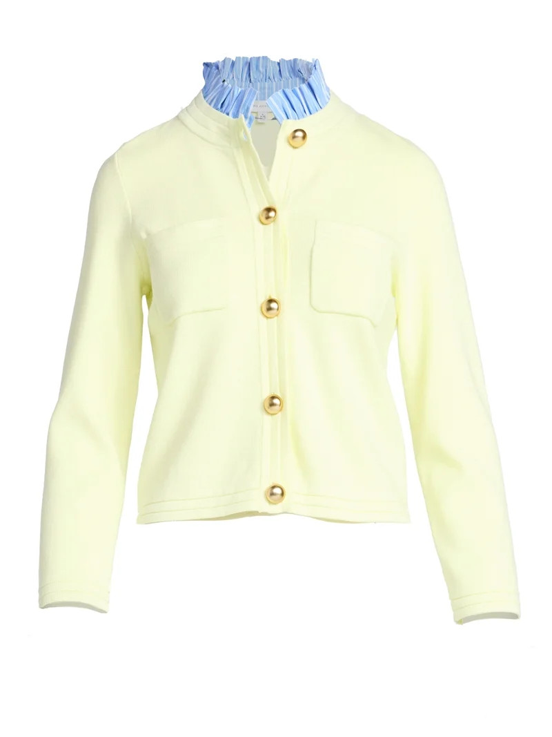 Free Assembly Women's Ruffle Neck Cardigan Sweater, Midweight, Sizes XS-XXL | Walmart (US)