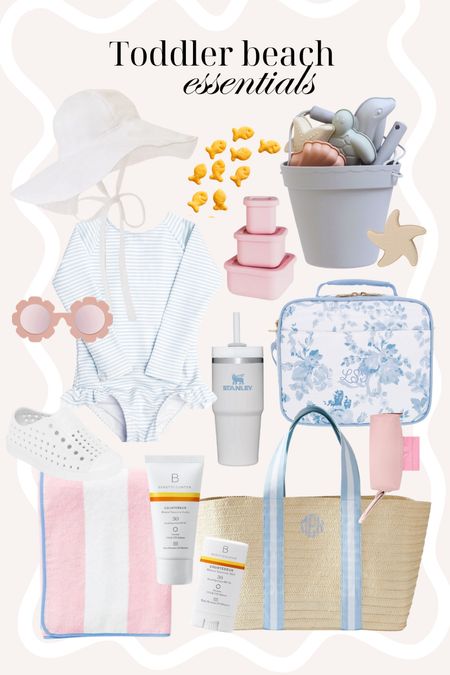 Toddler beach essentials!
Sun hat, snack containers, sand toys, sunglasses, Stanley, cooler, diaper bags, Native shoes, Beautycounter sunscreen, beach towel, beach bag, toddler must-haves, beach must-haves 

#LTKfindsunder100 #LTKfindsunder50 #LTKfamily