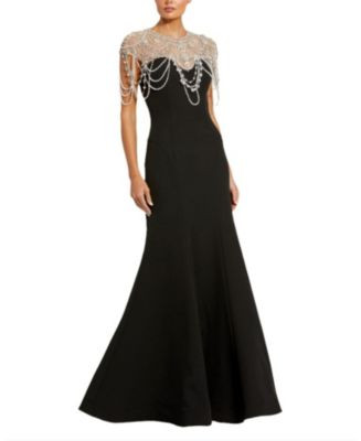 Draped Pearl Beaded Detail Mermaid Gown | Bloomingdale's (US)