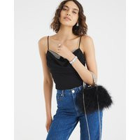 River Island Womens Black Diamante Feather Clutch Bag | River Island UK & IE