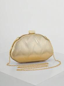 Women's Minimalist Shell Shaped Luxury Leather Clutch Bag, Elegant & Charming Evening Dress Purse... | SHEIN