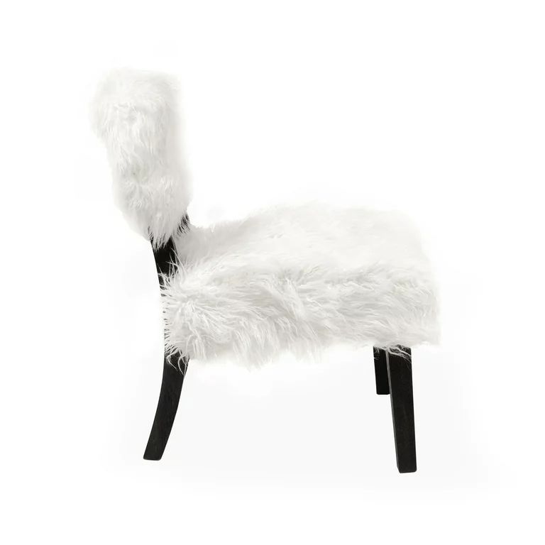 Furniture of America Contemporary Faux Fur Danelle Accent Chair, White | Walmart (US)