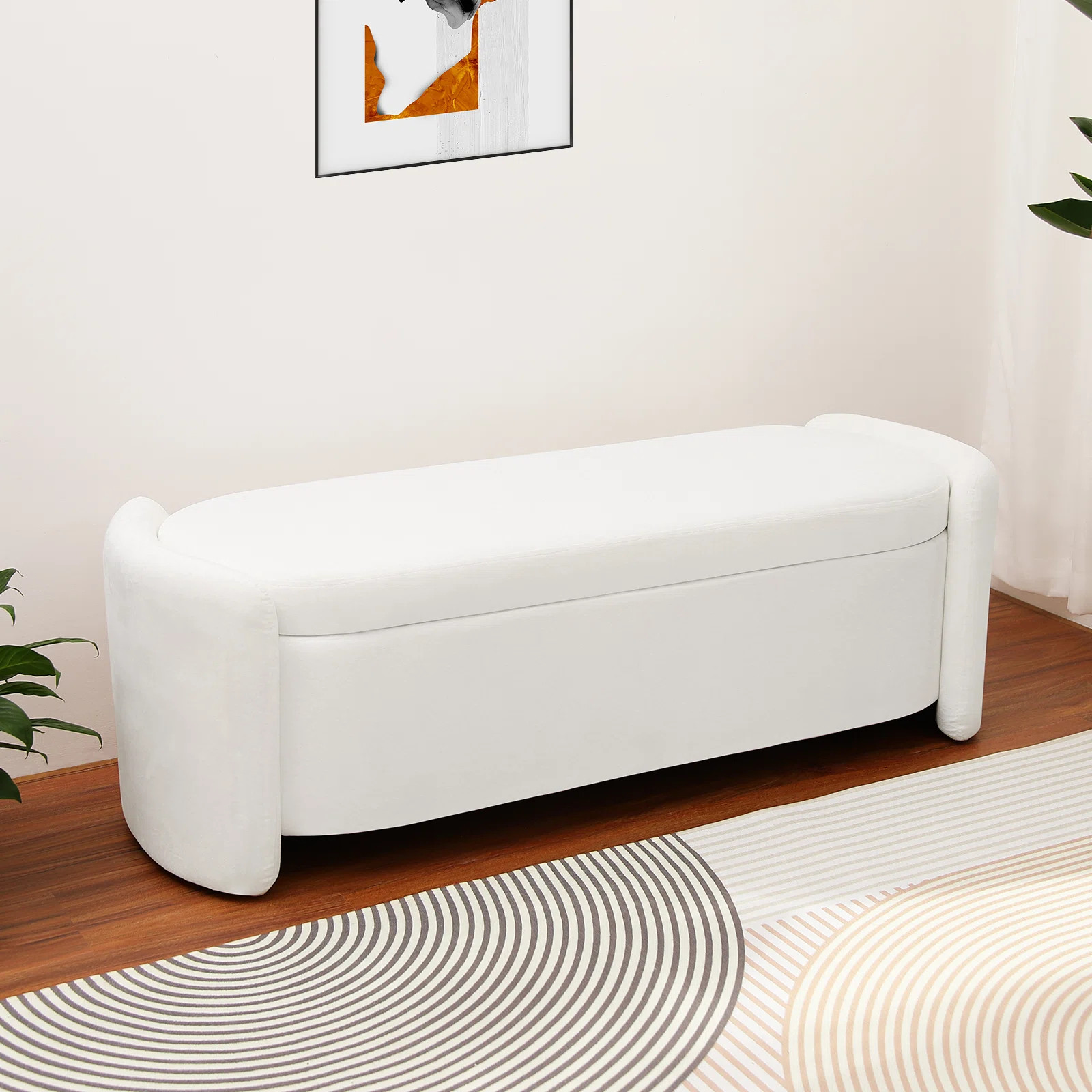 Idylwood Upholstered 51.2" Oval Velvet Flip Top Storage Bench Bed End Stool Ottoman | Wayfair North America