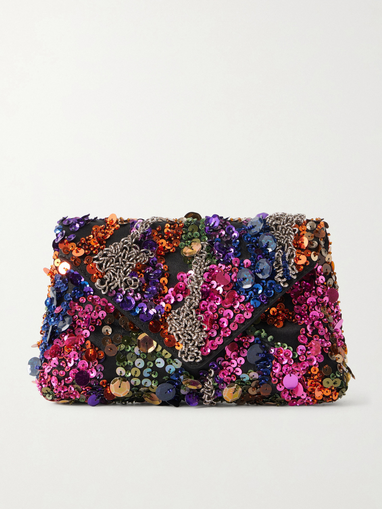 Dries Van Noten - Sequin And Bead-embellished Satin Clutch - Multi | NET-A-PORTER (US)