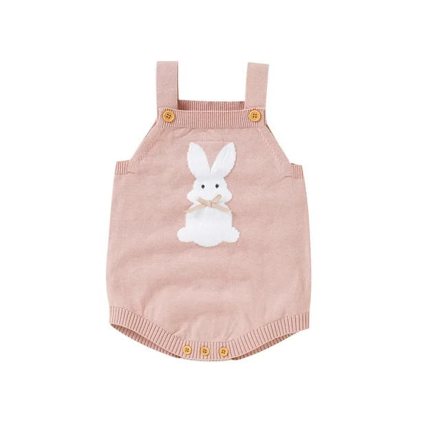 Blotona Baby Girl Boy Knit Rompers Bunny Sleeveless Sweater Bodysuit Jumpsuit My 1st Easter Outfi... | Walmart (US)