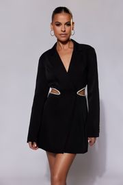 Shyann Diamante Cut Out Blazer Dress - Black | MESHKI US