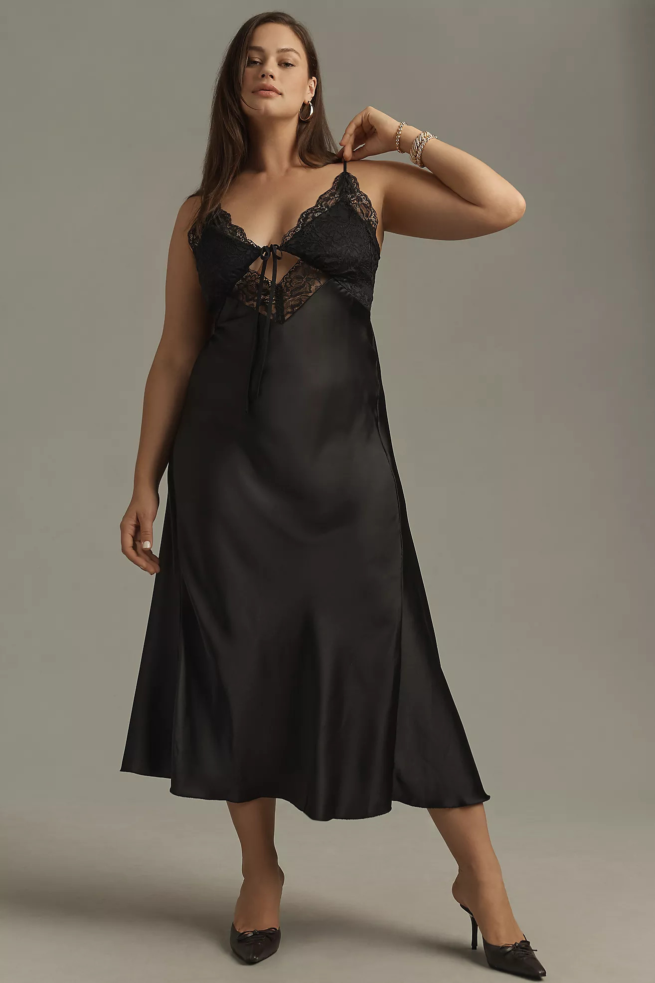 ESTHÉ Lace Satin Slip Dress | Anthropologie (US)