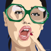 Orit Fuchs: Vivid 2 - Giclee print on canvas female figure painting. 19.6/19.6"