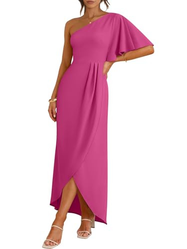 ANRABESS Womens One Shoulder Formal Midi Dresses 2026 Summer Wrap High Slit Beach Wedding Guest P... | Amazon (US)