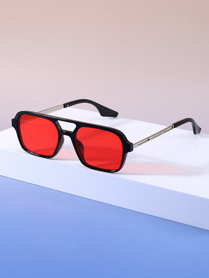 1pc Unisex Double Beam Pilot Style Fashionable Sunglasses For Street Fashion, Catwalks, Beach Vac... | SHEIN
