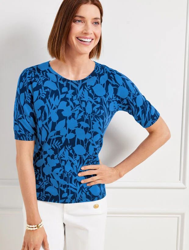 Elbow Sleeve Pullover - Two-Tone Vines | Talbots