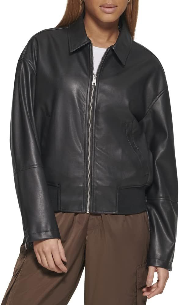 Levi's Women's Faux Leather Bomber with Laydown Collar | Amazon (US)