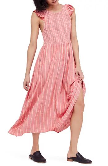 Women's Free People Butterflies Chambray Midi Dress, Size XX-Small - Red | Nordstrom