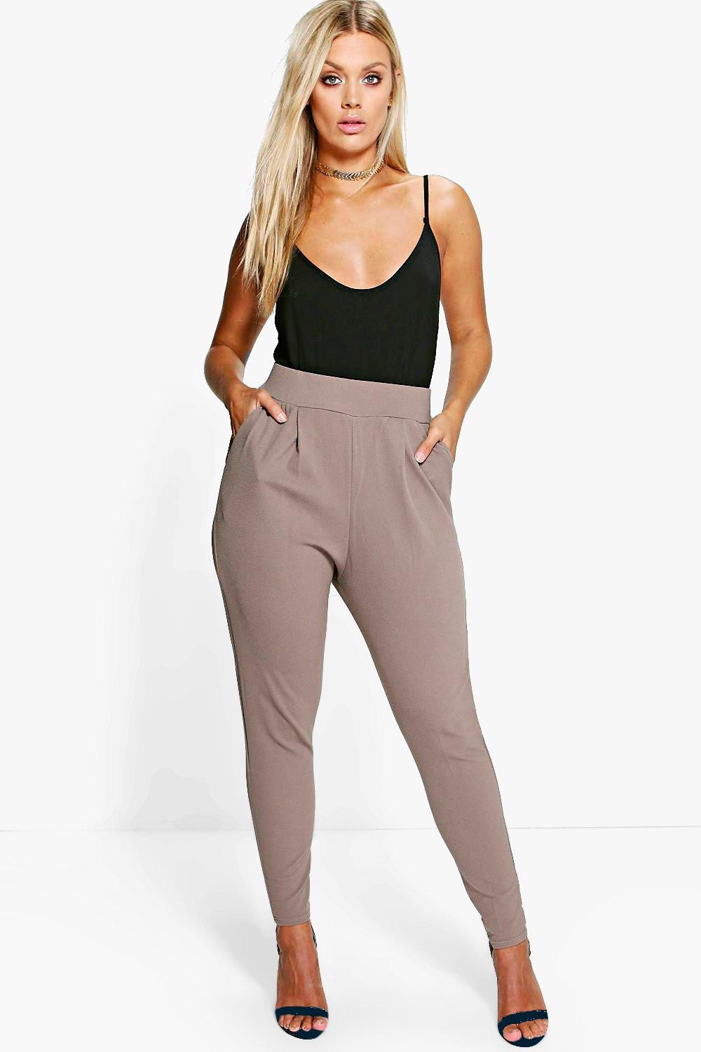 Womens Plus Pleat Front Pants - Brown - 24 | Boohoo.com (US & CA)