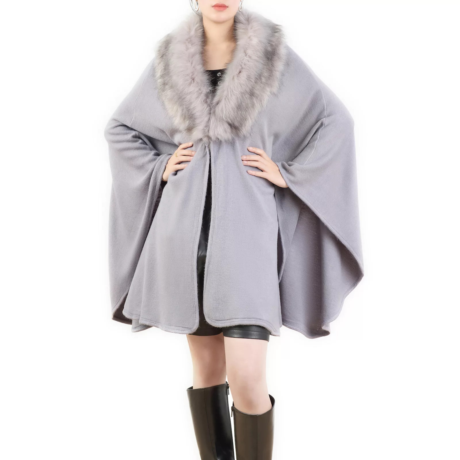 Women's Karla Hanson Faux Fur Shawl, Gray | Kohl's