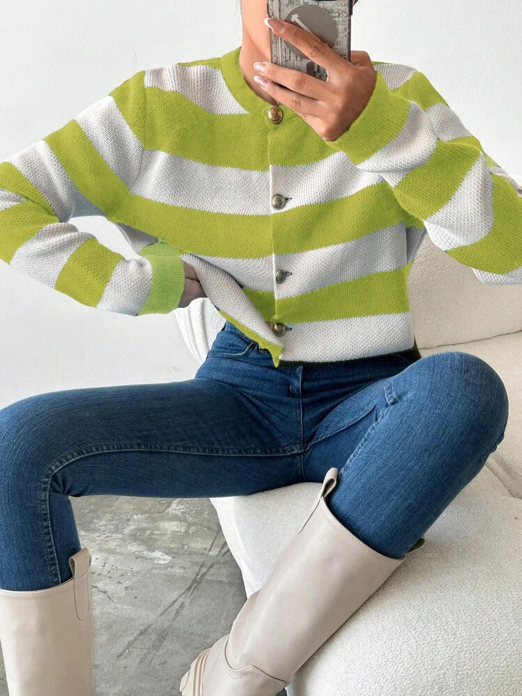 Lime Gestreept Vest | SHEIN