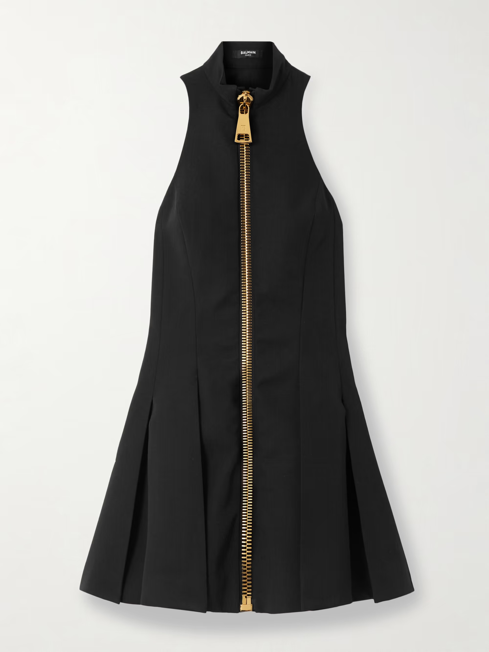 Zip-detailed pleated grain de poudre wool mini dress | NET-A-PORTER (UK & EU)