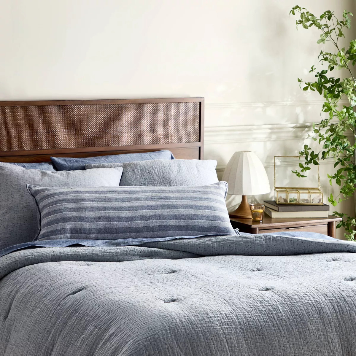 14"x36" Tonal Stripe Oblong Throw Pillow Blue - Hearth & Hand™ with Magnolia | Target