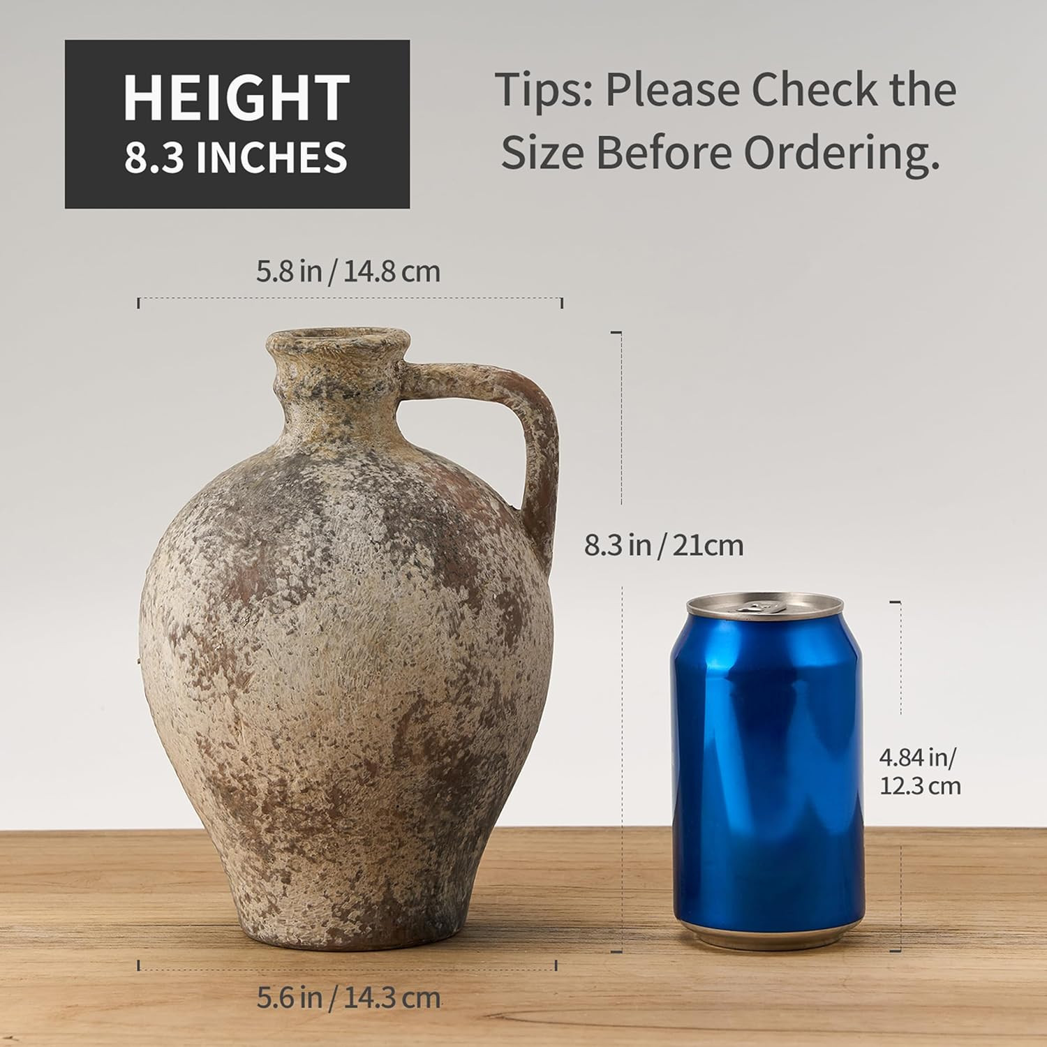 PORCER Antique Ceramic Vase, 8.3 Inch Terracotta Vase with Handle, Boho Decor Decorative Vase, Ru... | Amazon (US)