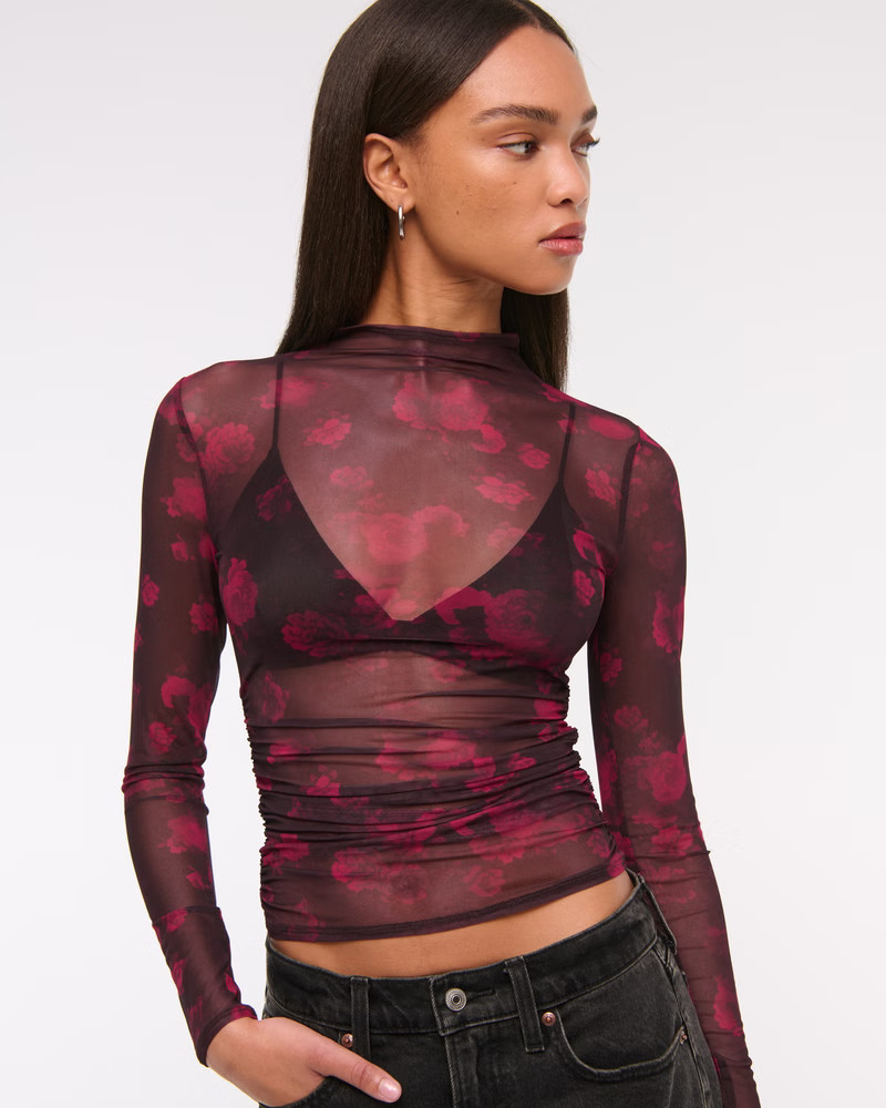 The A&F Paloma Long-Sleeve Mesh Top | Abercrombie & Fitch (US)