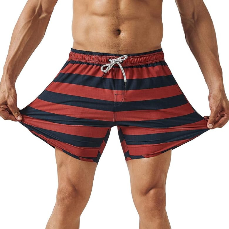 Mens Quick Dry Solid 4 Way Stretch Swim Trunks Mesh Lining Swimwear Bathing Suits | Amazon (US)