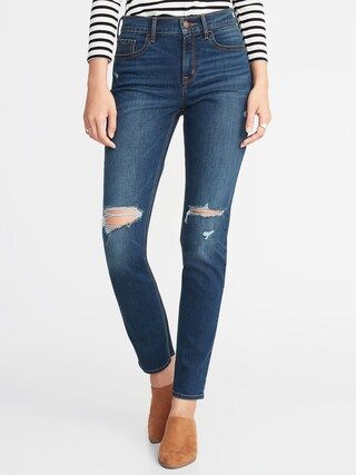 Mid-Rise Distressed Straight Jeans for Women | Old Navy US