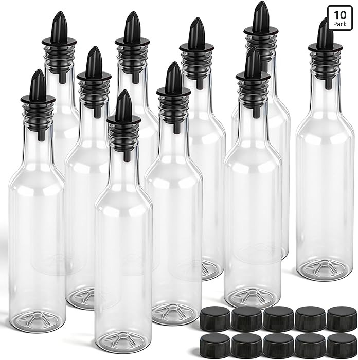 Tioncy 10 Sets 10oz Plastic Liquor Bottles with Pourers Sets 10 Plastic Long Neck Syrup Bottles w... | Amazon (US)