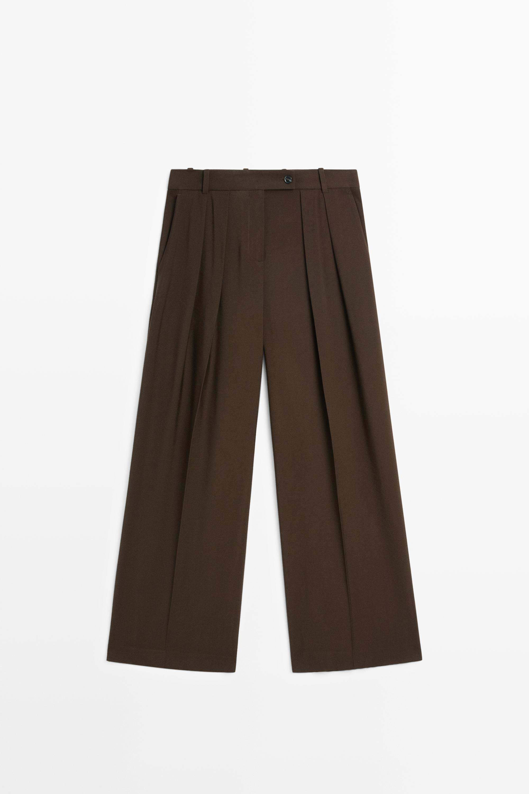 Weite Hose mit Zierfalten | Massimo Dutti DE
