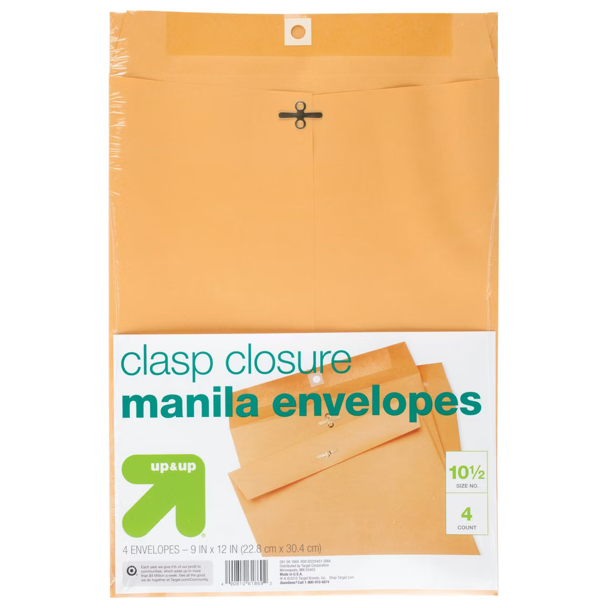 4ct 9" x 12" Clasp Closure Manila Envelopes - up&up™: Large Mailing Envelopes, Beige, Paper, St... | Target