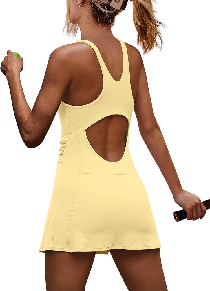 Yanekop Womens Tennis Dress with Built in Shorts Golf Dress Athletic Outfits Yoga Active Workout ... | Amazon (US)